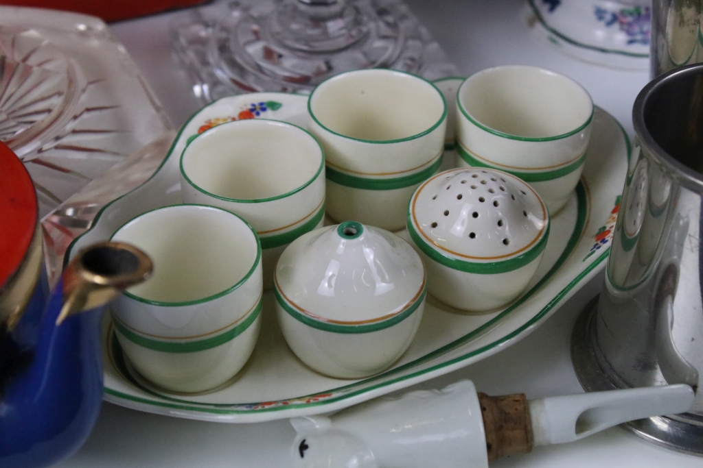 Assorted items to include two cut crystal vases (unsigned), Bristol pottery lidded tureen, Crown - Image 2 of 5