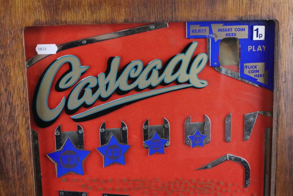 Bell Fruit Manufacturing ' Cascade ' wall arcade penny slot machine, the original wooden case with - Image 3 of 10