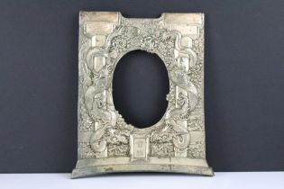 A decorative Chinese photograph frame with ornate dragon and lotus flower design to front,
