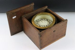 Early 20th century nautical ships compass with gimbal, inscribed Liverpool to centre, wooden