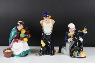 Three Royal Doulton figurines to include 'The Old Balloon Seller' HN1315, Tip Toe HN3293 and