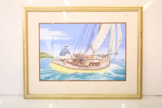 Ian Conway, ' Day sailing in the Estuary ', watercolour, signed lower left, title label verso,