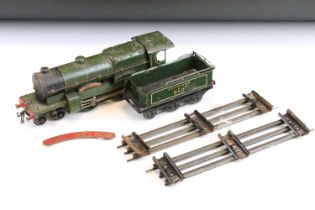Hornby O gauge Lord Nelson locomotive and tender with additional Lord Nelson name plate and straight