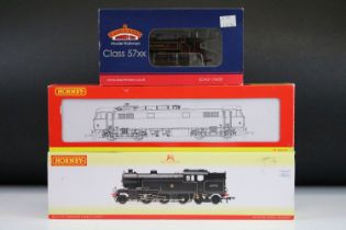 Three boxed OO gauge locomotives to include 2 x Hornby (DCC Fitted R2913X BR 2-6-4T Thompson L1