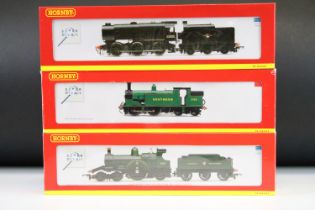 Three boxed Hornby OO gauge Super Detail locomotives to include ltd edn R2828 GWR Dean Single 4-2-