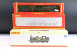 Four boxed Hornby OO gauge locomotives to include R2503 SR 0-4-4 Class M7 Locomotive 357, R2098A GWR