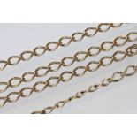 9ct yellow gold flat curb link chain necklace, lobster clasp, length approx 53cm