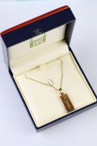 Royal Mint Classics 9ct yellow gold ingot pendant necklace, limited edition no. 208/500, 9ct gold