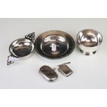 Selection of silver hallmarked items to include a twin handled tea strainer (hallmarked London