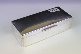 Silver cigar box, plain polished, makers marks rubbed, dimensions approx 20.5 x 9cm