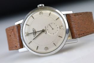 Longines automatic gents wristwatch, silvered dial and seconds dial, Arabic and baton numeral