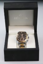 Michel Herbelin stainless steel chronograph wrist watch. The watch having a textured black dial with