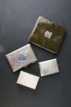 Four silver hallmarked items to include a silver cased card case with leather interior and pencil (