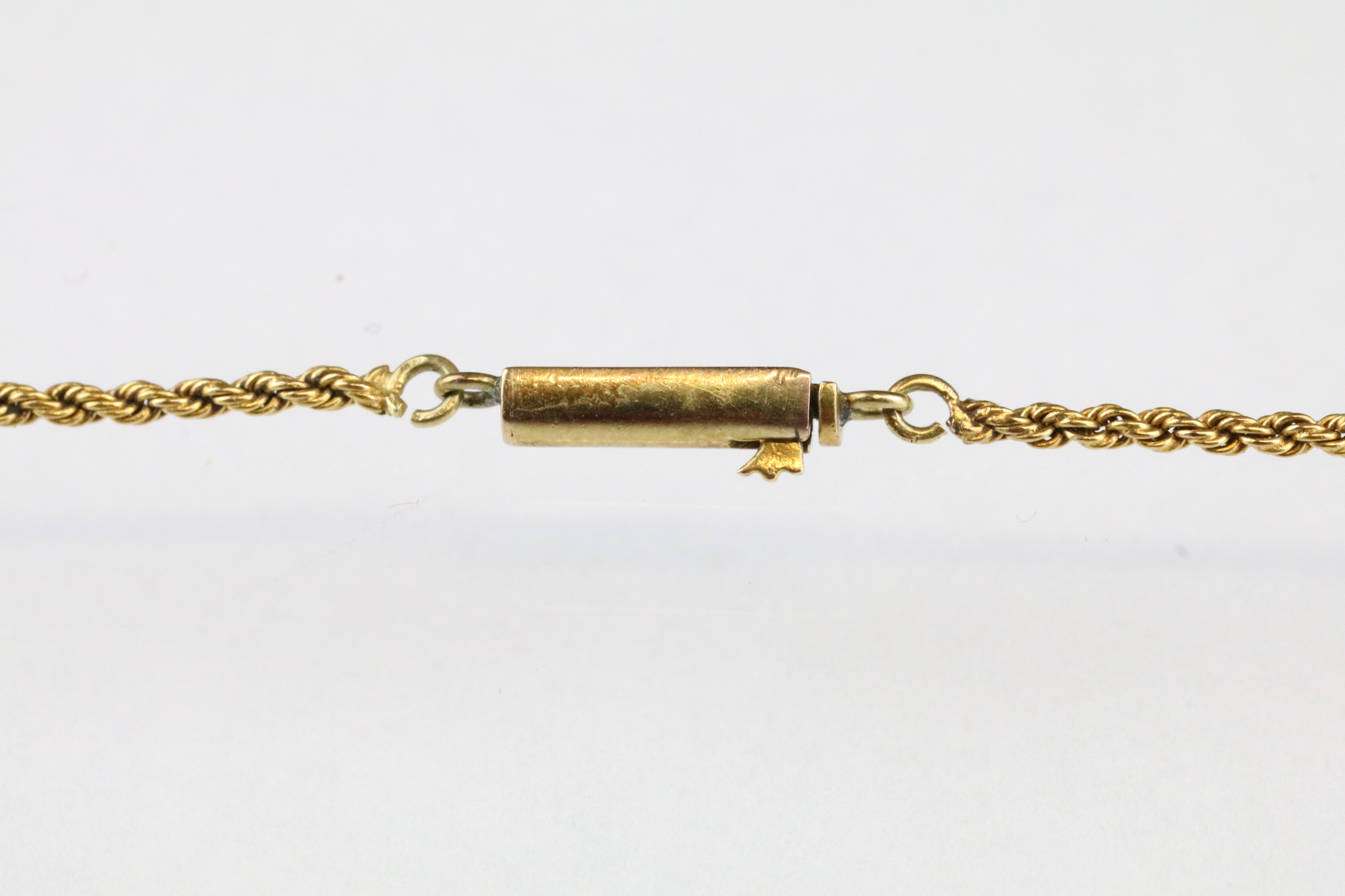 Late 19th / early 20th century diamond and seed pearl unmarked yellow gold pendant necklace, the - Image 4 of 5