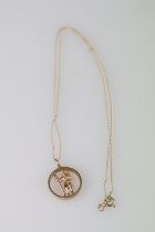 9ct gold highlander pendant necklace, the pendant diameter approx 18mm, length of chain approx 45cm