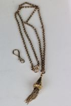 19th Century Victorian faceted belcher link necklace chain with a 9ct gold tassel pendant with