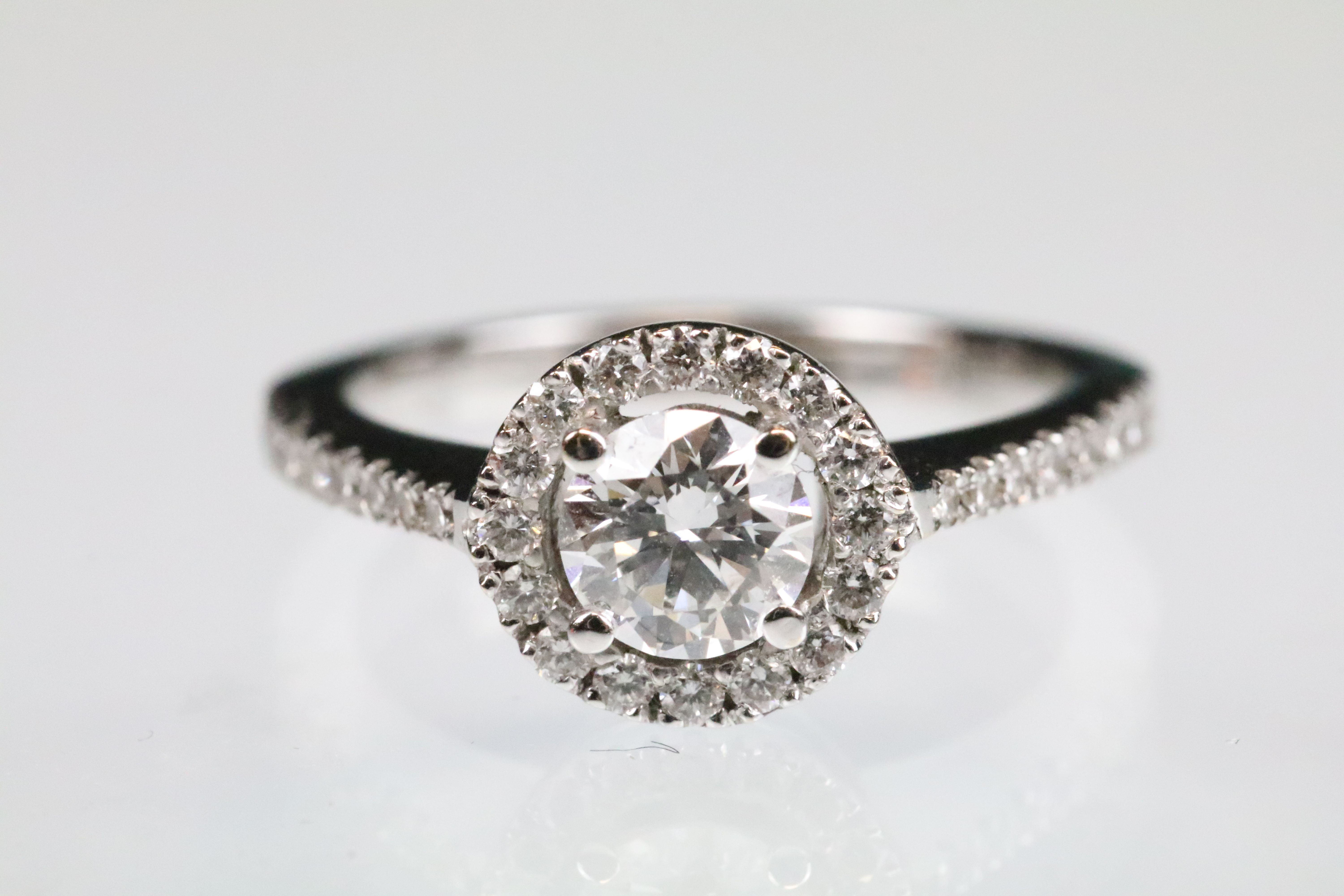 Diamond 18ct white gold halo cluster ring, the round brilliant cut diamond to centre weighing approx - Image 3 of 7