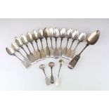 Collection of 19th Century American white metal flatware to include a set of twelve fiddle pattern