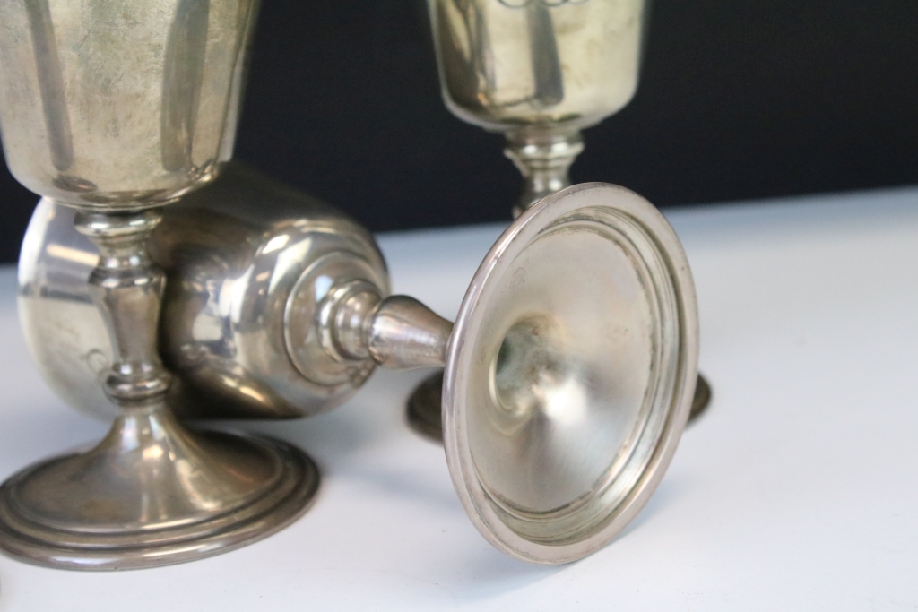 A set of four silver hallmarked goblets each having gilt interiors and raised on a knopped stem - Image 5 of 5