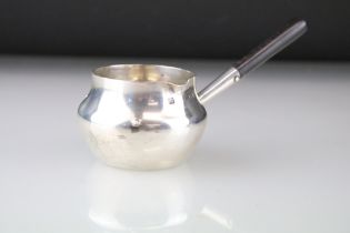 Victorian silver toddy ladle, cauldron bowl, ebony handle, makers Hukin & Heath, London 1891, length