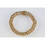 18ct yellow gold rope twist curb link bracelet, tongue and box clasp with two safety catches,