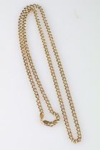 9ct gold flat curb link necklace, lobster clasp, length approx 65cm