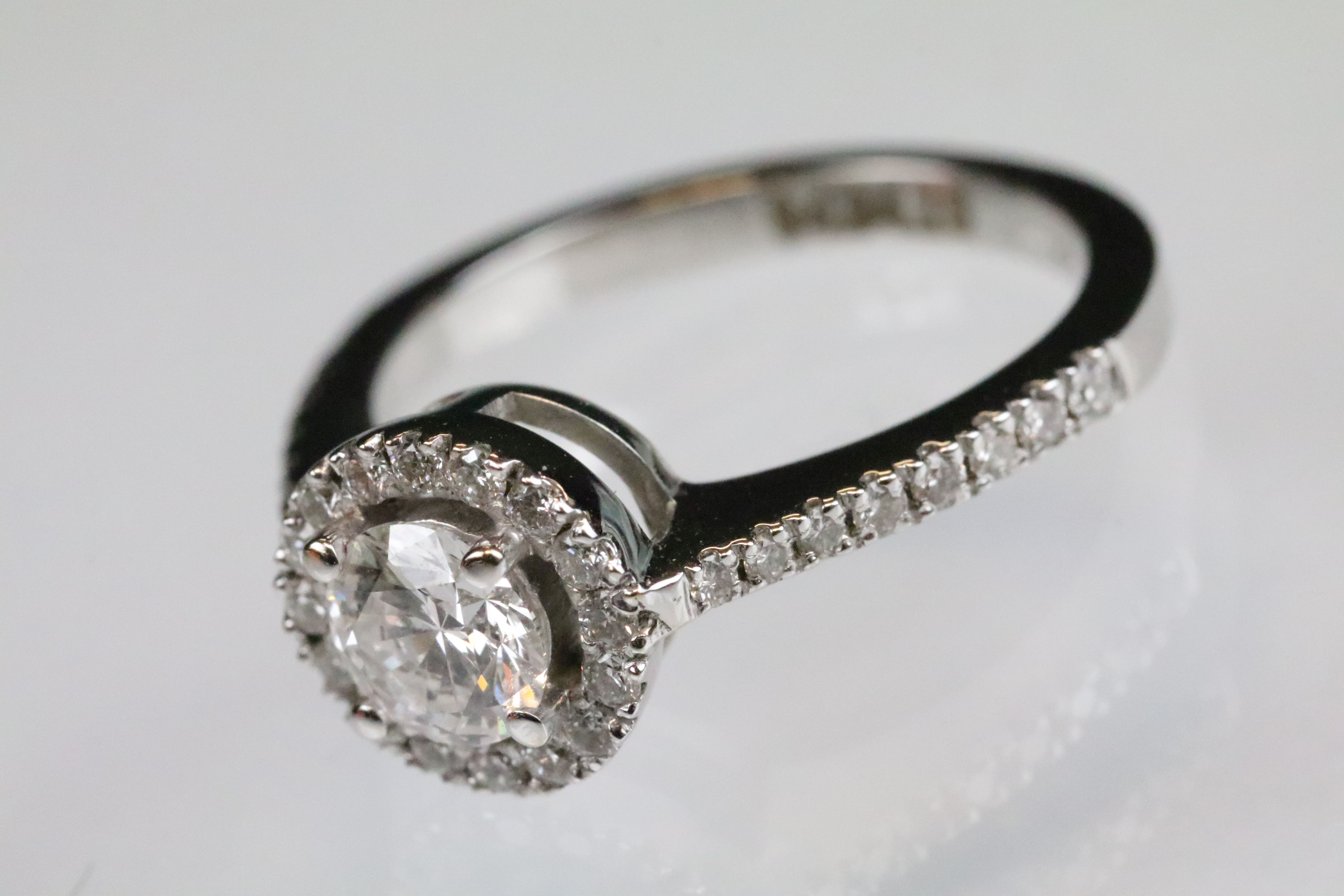 Diamond 18ct white gold halo cluster ring, the round brilliant cut diamond to centre weighing approx - Image 2 of 7