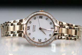 Citizen Eco-Drive ladies stainless steel wristwatch, diamond set bezel, E031-S083176, 341050201,