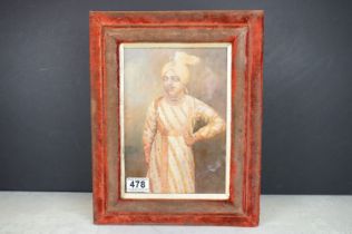 Framed Oil Painting Portrait of an Indian Prince, 24.5cm x 17cm