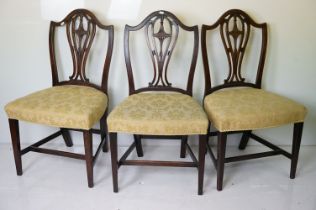 Set of Six Early 19th century Mahogany Dining Chairs with stuff-over seats, 53cm wide x 95cm high