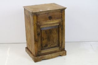 Elm Panelled Cupboard with drawer above, 49cm wide x 40cm deep x 69cm high