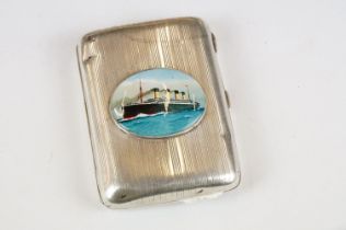 Silver Case with enamel plaque depicting the Titanic