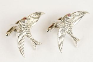 Pair of Silver Swallow Bird Cufflinks