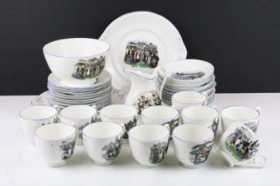 Staffordshire Pottery ' Welsh Costumes ' transfer printed tea set for 12, to include 12 teacups &