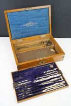 An antique draftsmans set within fitted wooden case.