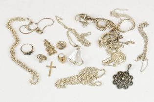 A small collection of sterling silver jewellery to include necklaces, bracelets, rings....etc.