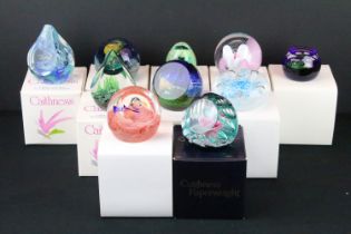 Ten boxed Caithness glass paperweights to include Ocean Odyssey (ltd edn no. 43/350), Sweet