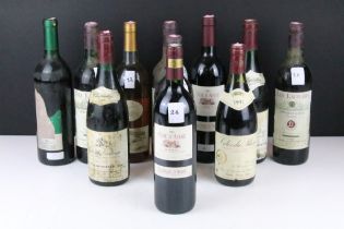 Eleven bottles of wine, to include: 4 x Les Lauriers, Bordeaux Rouge Claret, 75cl , 2 x Chateau D'
