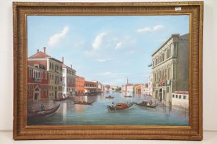 Continental School, The Grand Canal, Venice, oil on canvas, 49 x 71.5cm, gilt framed