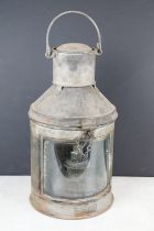 Late 19th / early 20th century masthead nautical ships lantern, of cylindrical form, glazed, with
