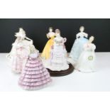 Seven porcelain lady figurines to include 3 x Royal Worcester (A Royal Presentation ltd edn, The