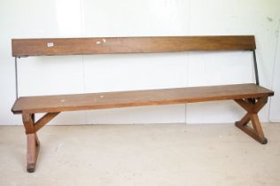 Victorian Stained Pine and Cast Iron Bench, 197cm long x 40cm deep x 85cm high