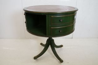 Simon Loscertales Bona of Zaragoza (Spanish), Regency style Green Lacquered and Gilt Drum Table,