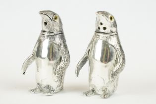 Pair of Silver Plated Penguin Condiments