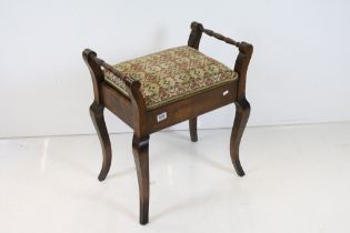 Early 20th century Piano Stool, with hinged lift lid, 55cm wide x 62cm high