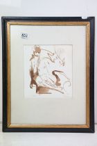 Elisabeth Vanderbeek (Dutch), signed mixed media portrait of a seated nude female, biographical text