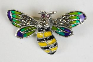 Silver and Enamel Bug Brooch