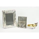 Carrs Silver Matchbox Holder, Silver Easel Back Photograph Frame and White Metal and Gilt Salts with