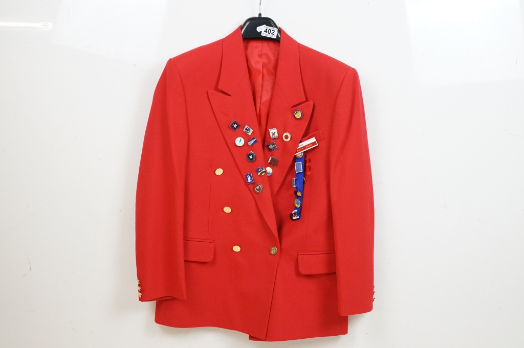 Butlins red blazer jacket, size 36R, with Butlins buttons, name badge ...