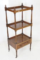 Early 19th century Mahogany Three Tier Whatnot, with single drawer, raised on slender turned